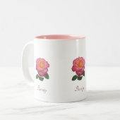 Tasse 2 Couleurs Belle rose rose Flower & Calligraphie sur blanc (Devant gauche)