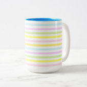 Tasse 2 Couleurs Belles bandes en couleurs pastel (Devant droit)