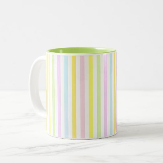 Tasse 2 Couleurs Belles bandes verticales en couleurs pastel (Devant gauche)