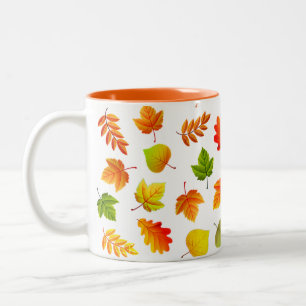 Tasse 2 Couleurs Belles feuilles d'automne sur fond blanc