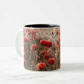 Tasse 2 Couleurs belles fleurs de coquelicot (Devant gauche)