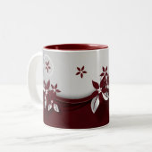 Tasse 2 Couleurs Belles fleurs de couleur rouge foncé et gris argen (Devant gauche)