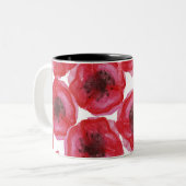 Tasse 2 Couleurs Belles fleurs peintes à la main de pavot (Devant gauche)