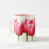 Tasse 2 Couleurs Belles fleurs roses de tulipe (Devant gauche)