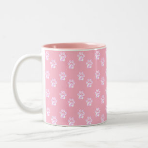 Tasse 2 Couleurs Belles pattes blanches sur rose