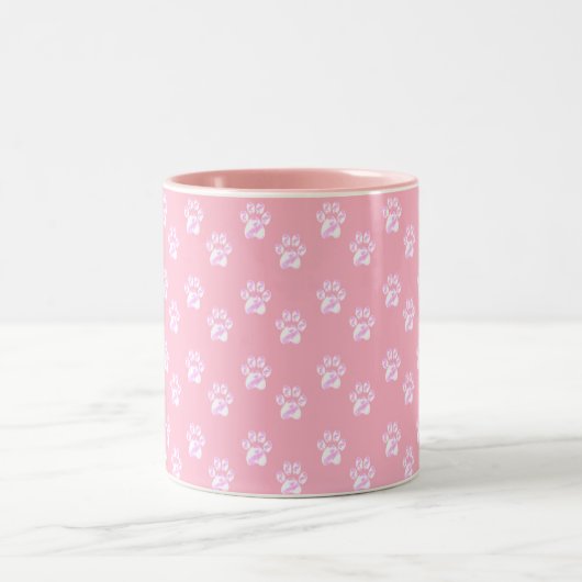 Tasse 2 Couleurs Belles pattes blanches sur rose (Centre)