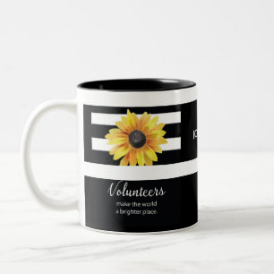 Tasse 2 Couleurs Bénévoles Personnaliser Merci Sunflower Stripes Mu