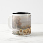 Tasse 2 Couleurs Bergère avec son troupeau dans un paysage d'hiver (Devant gauche)