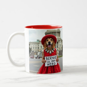 Tasse 2 Couleurs Bernie Sanders est mon héros, le chien mignon
