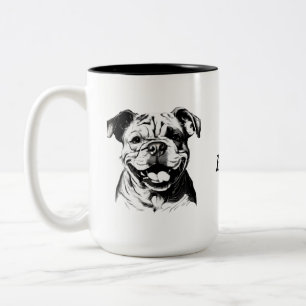 Tasse 2 Couleurs Best Buddy English Bulldog B&W Silohuette
