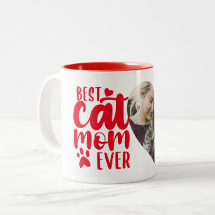 Tasse 2 Couleurs Best Cat Mom Ever mignon Nom photo Rouge