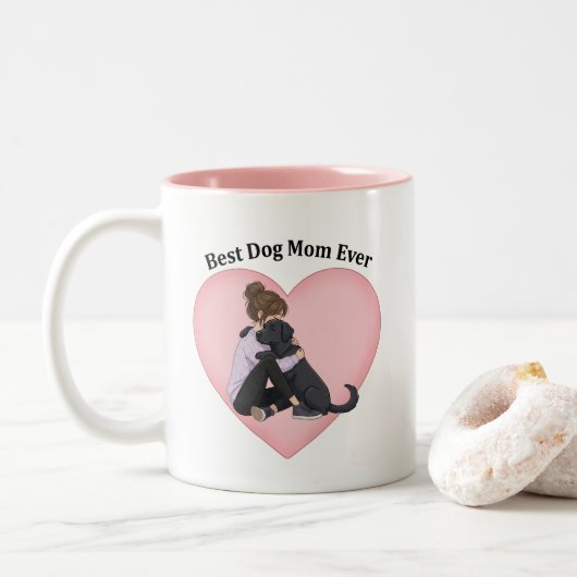 Tasse 2 Couleurs Best Dog Mom Ever Black Lab (Avec donut)