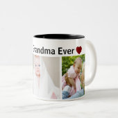Tasse 2 Couleurs Best Grandma Ever 3Photo Collage Custom (Devant droit)