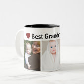 Tasse 2 Couleurs Best Grandma Ever 3Photo Collage Custom (Devant gauche)