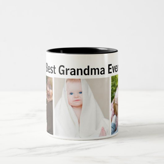 Tasse 2 Couleurs Best Grandma Ever 3Photo Collage Custom (Centre)