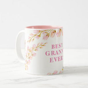 Tasse 2 Couleurs BEST GRANNY JAMAIS jolie aquarelle rose floral ros