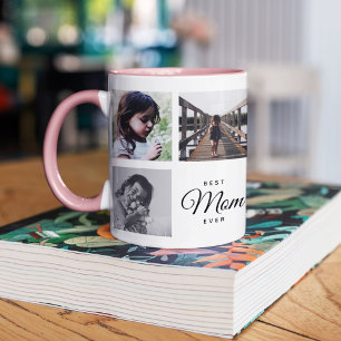 Tasse 2 Couleurs Best Mom Ever Cute Trendy Instagram Photo Collage