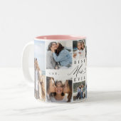 Tasse 2 Couleurs Best Mom Ever Mom Script Heart Photo Collage (Devant gauche)