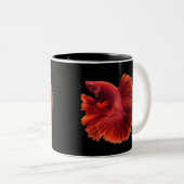 Tasse 2 Couleurs Betta Red Siamese Poisson combatif (Devant droit)