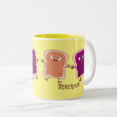 Tasse 2 Couleurs Beurre d'arachide mignonne et caricature sandwich (Devant droit)