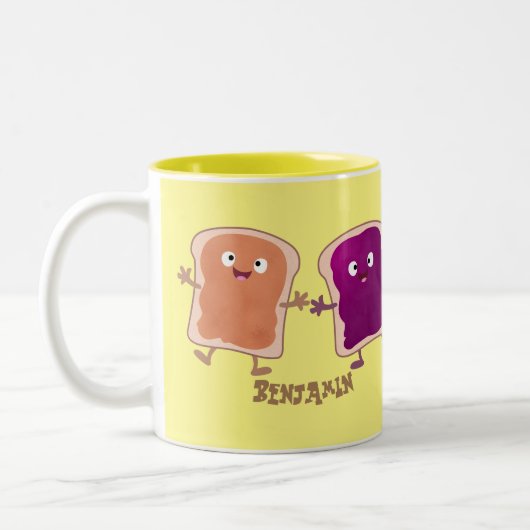 Tasse 2 Couleurs Beurre d'arachide mignonne et caricature sandwich (Gauche)