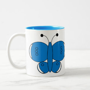 Tasse 2 Couleurs Beurre de papillon coloré mignon - Bleu commun