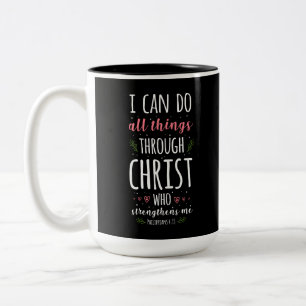 Tasse 2 Couleurs Bible chrétienne Verse Philippiens 4:13 Fleur