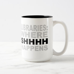 Tasse 2 Couleurs Bibliothèques où SHHH se produit le cadeau d'ét