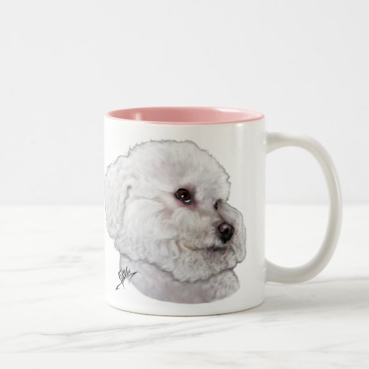 Tasse 2 Couleurs Bichon Frise dans la pensée profonde (Droit)