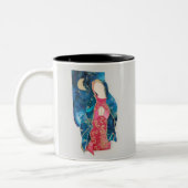 Tasse 2 Couleurs Bienheureuse Mère Marie Avec Lune Peint Design Enc (Gauche)
