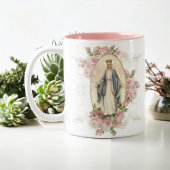 Tasse 2 Couleurs Bienheureuse Vierge Marie Fleurs Mémorare Prière