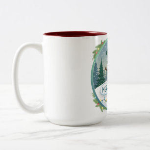 Tasse 2 Couleurs Bienvenue joyeuse de Noël par le bonhomme de neige