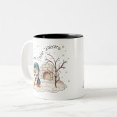 Tasse 2 Couleurs Bienvenue manchot de Noël ménager pingouin (Devant gauche)