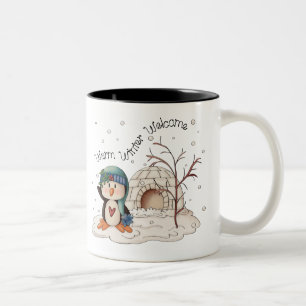Tasse 2 Couleurs Bienvenue manchot de Noël ménager pingouin