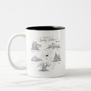 Tasse 2 Couleurs Bienvenue sur la carte Halloween de Spooky Hollow
