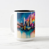 Tasse 2 Couleurs Big Apple NYC Abstrait Skyline (Devant gauche)