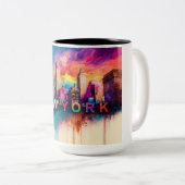 Tasse 2 Couleurs Big Apple NYC Abstrait Skyline (Devant droit)