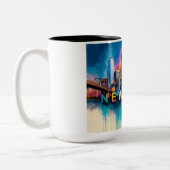 Tasse 2 Couleurs Big Apple NYC Abstrait Skyline (Gauche)