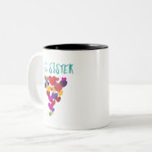 Tasse 2 Couleurs Big Soeur Amour Coeurs flottants (Devant gauche)