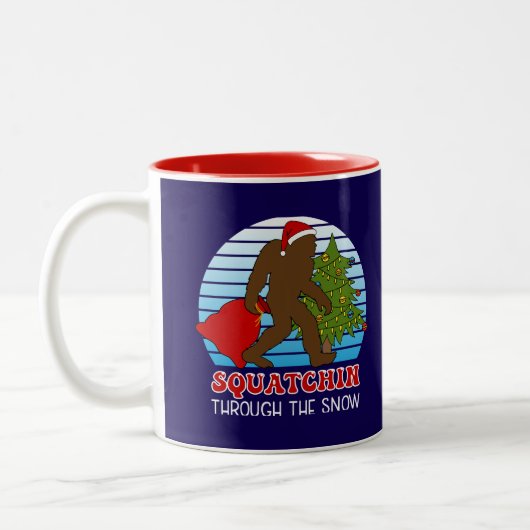 Tasse 2 Couleurs Bigfoot Nom personnalisé Noël (Gauche)