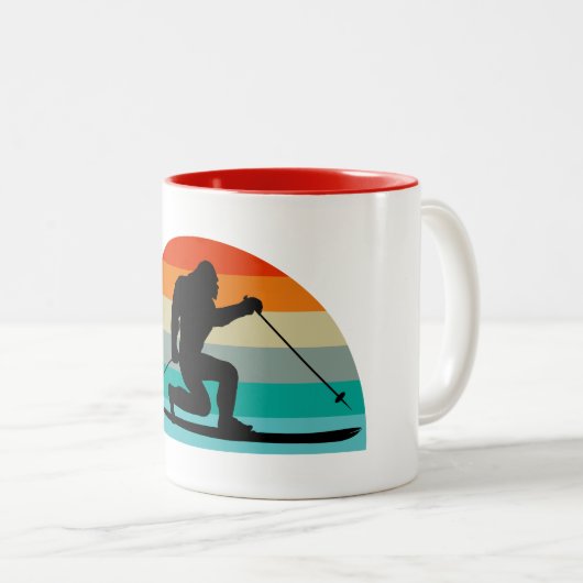 Tasse 2 Couleurs Bigfoot Telemark Ski Arc-en-ciel (Devant droit)