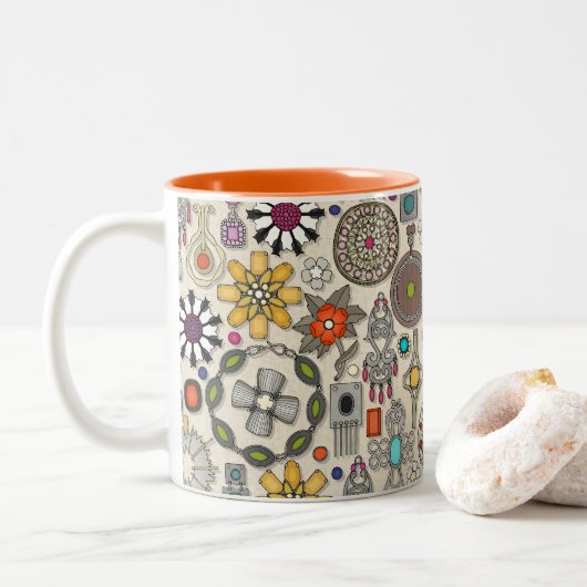 Tasse 2 Couleurs bijou boho trésors lin (Avec donut)
