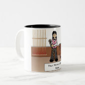 Tasse 2 Couleurs Billard, Joueuse de billard - Dessin féminin (Devant gauche)