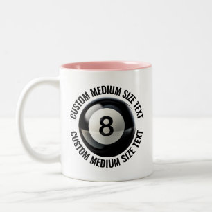 Tasse 2 Couleurs Bille 8 Pool & Texte Moyen ROSE 325ml Personnalisé