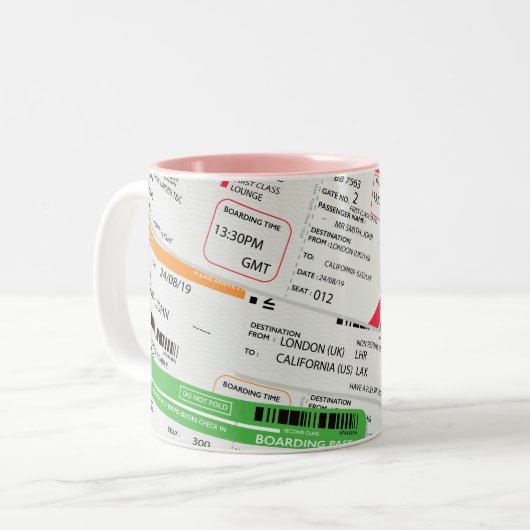 Tasse 2 Couleurs Billets avion (Devant gauche)