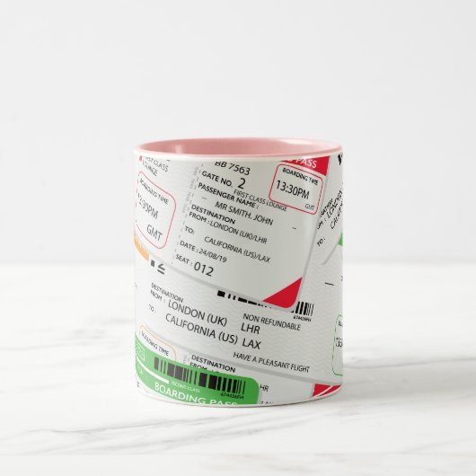 Tasse 2 Couleurs Billets d'avion (Centre)