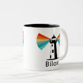 Tasse 2 Couleurs Biloxi Mississippi Lighthouse Rainbow (Devant droit)