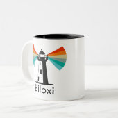 Tasse 2 Couleurs Biloxi Mississippi Lighthouse Rainbow (Devant gauche)