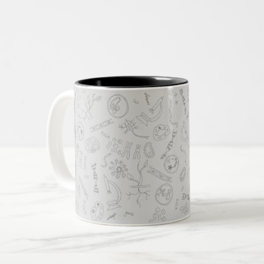 Tasse 2 Couleurs Biology diagram pattern black grey (Devant gauche)