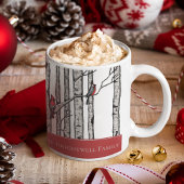 Tasse 2 Couleurs Birch Trees modernes et Red Cardinal Birds